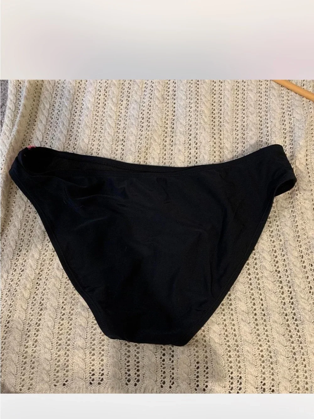 Hula Honey Women's Black Bikini Brief with Pink Floral Embroidery XL